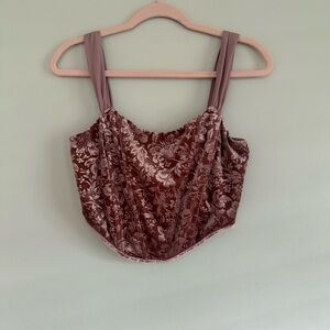 NWT Altar'd State Mauve Floral Velvet Boho Western Festival Tank Top Size XS